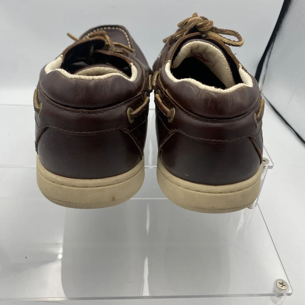 L.L.Bean Shoes Mens Size 8.5M Brown Leather Boat Deck Casual Comfort Lace Up
